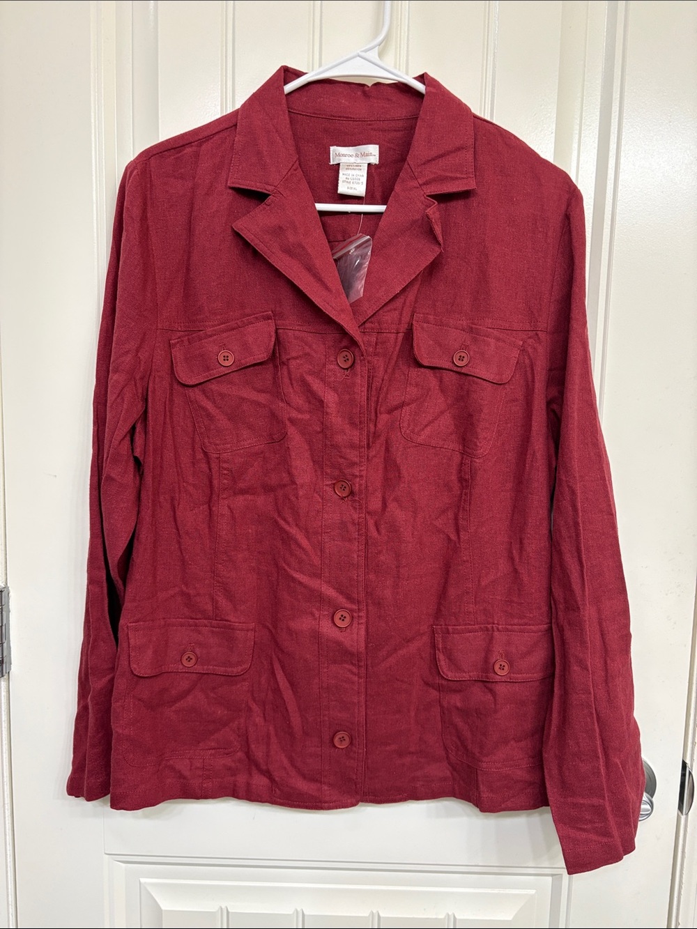 NWOT Monroe & Main Women's Deep Wine Utility Button Jacket